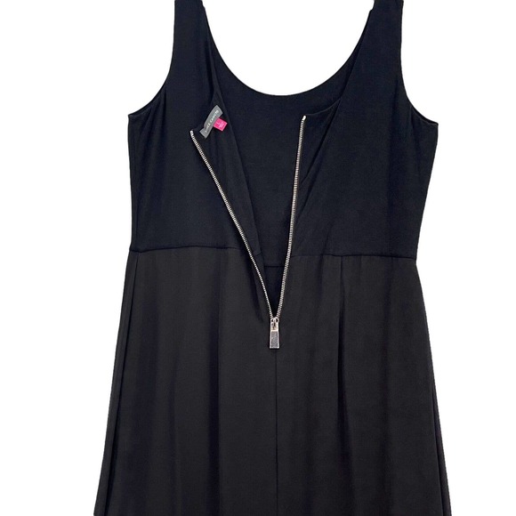 Vince Camuto Maxi Tank Dress Womens Sz Large Black Sheer Overlay Stretch Slits - Picture 5 of 10